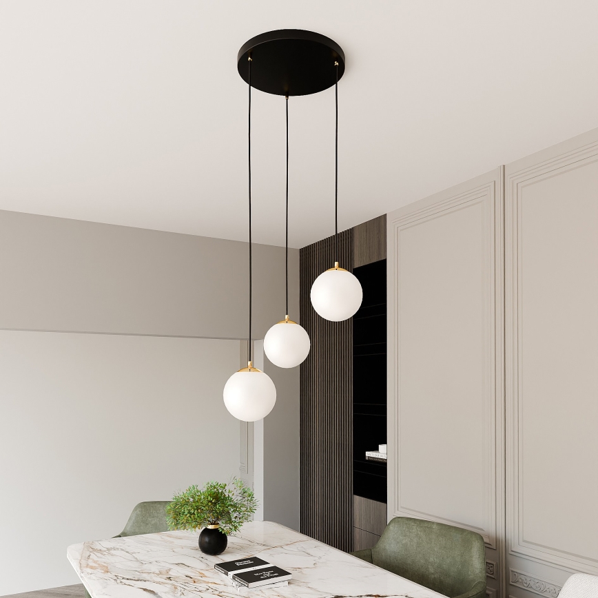 Hanglamp aan een koord ROYAL 3xE14/10W/230V diameter 30 cm zwart