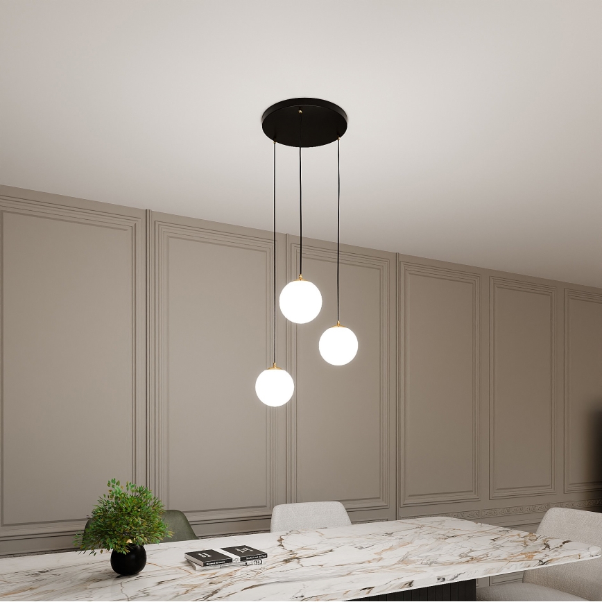 Hanglamp aan een koord ROYAL 3xE14/10W/230V diameter 30 cm zwart