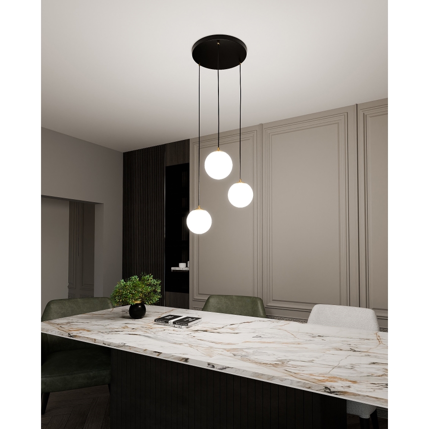 Hanglamp aan een koord ROYAL 3xE14/10W/230V diameter 30 cm zwart