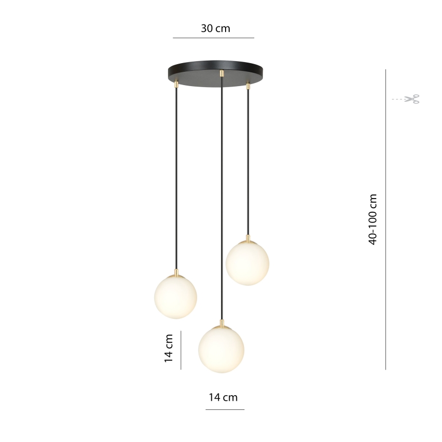 Hanglamp aan een koord ROYAL 3xE14/10W/230V diameter 30 cm zwart