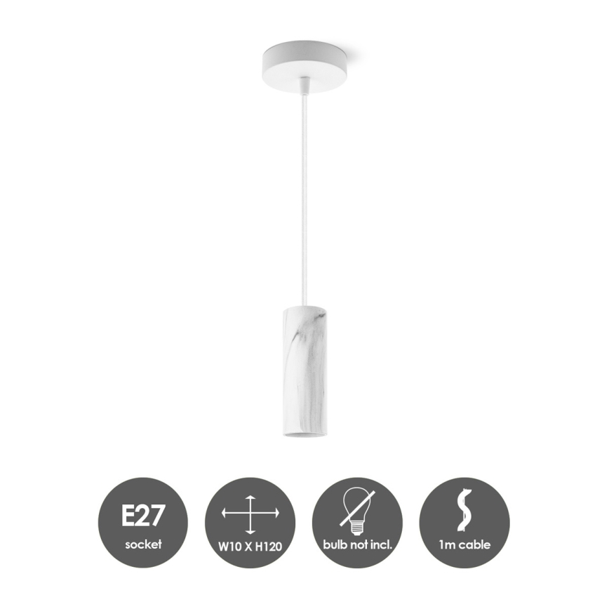 Hanglamp aan een koord SAGA 1xE27/40W/230V marmer