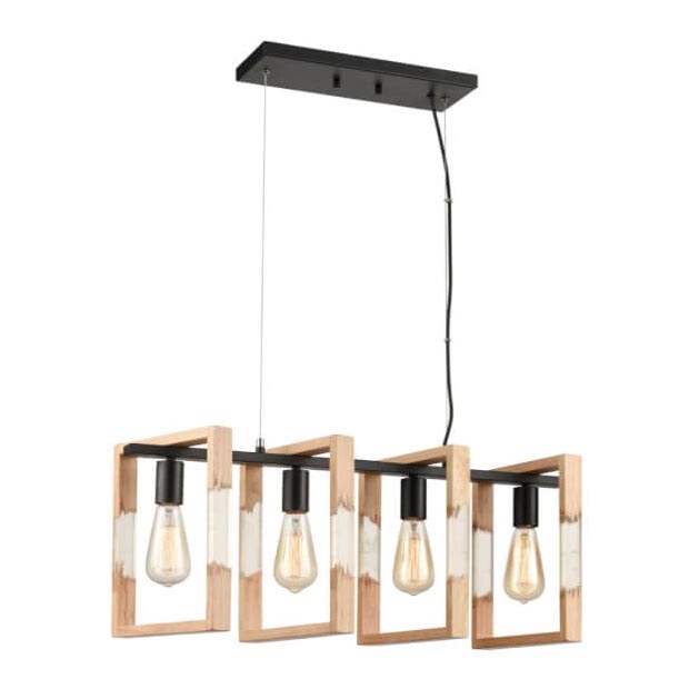 Hanglamp aan een koord SERIES 4xE27/11W/230V hout/zwart