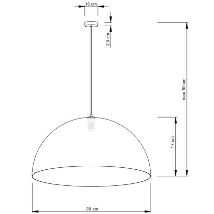 Hanglamp aan een koord SFERA 1xE27/60W/230V diameter 35 cm wit/gouden