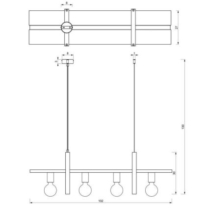 Hanglamp aan een koord SHELF 4xE27/60W/230V