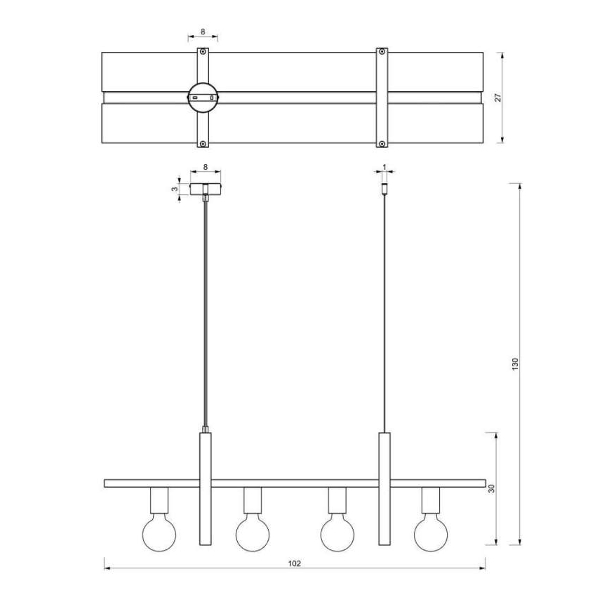 Hanglamp aan een koord SHELF 4xE27/60W/230V
