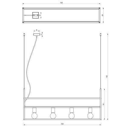 Hanglamp aan een koord SHELF 4xE27/60W/230V