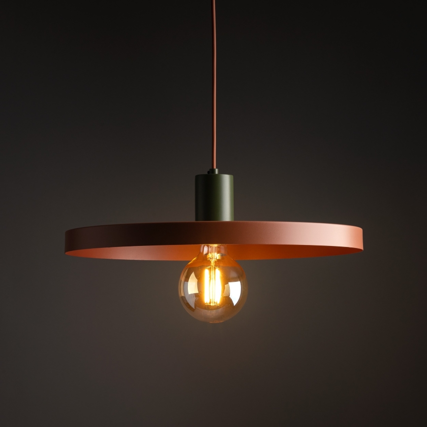 Hanglamp aan een koord SILA 1xE27/15W/230V diameter 40 cm baksteen/groen