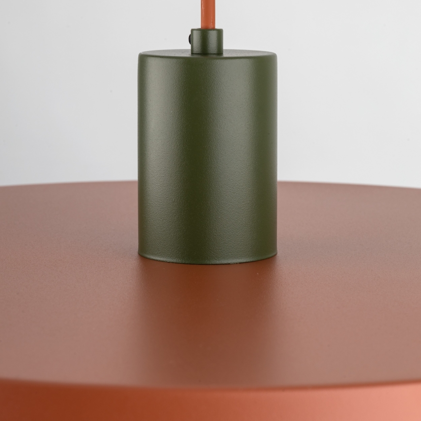 Hanglamp aan een koord SILA 1xE27/15W/230V diameter 40 cm baksteen/groen