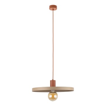 Hanglamp aan een koord SILA 1xE27/15W/230V diameter 40 cm beige/baksteen