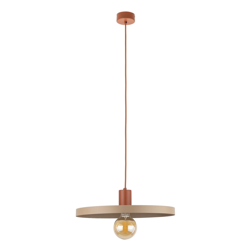 Hanglamp aan een koord SILA 1xE27/15W/230V diameter 40 cm beige/baksteen