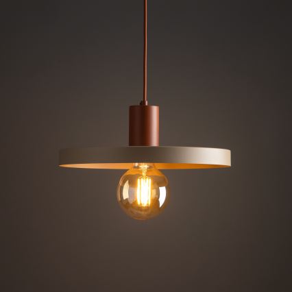 Hanglamp aan een koord SILA 1xE27/15W/230V diameter 40 cm beige/baksteen