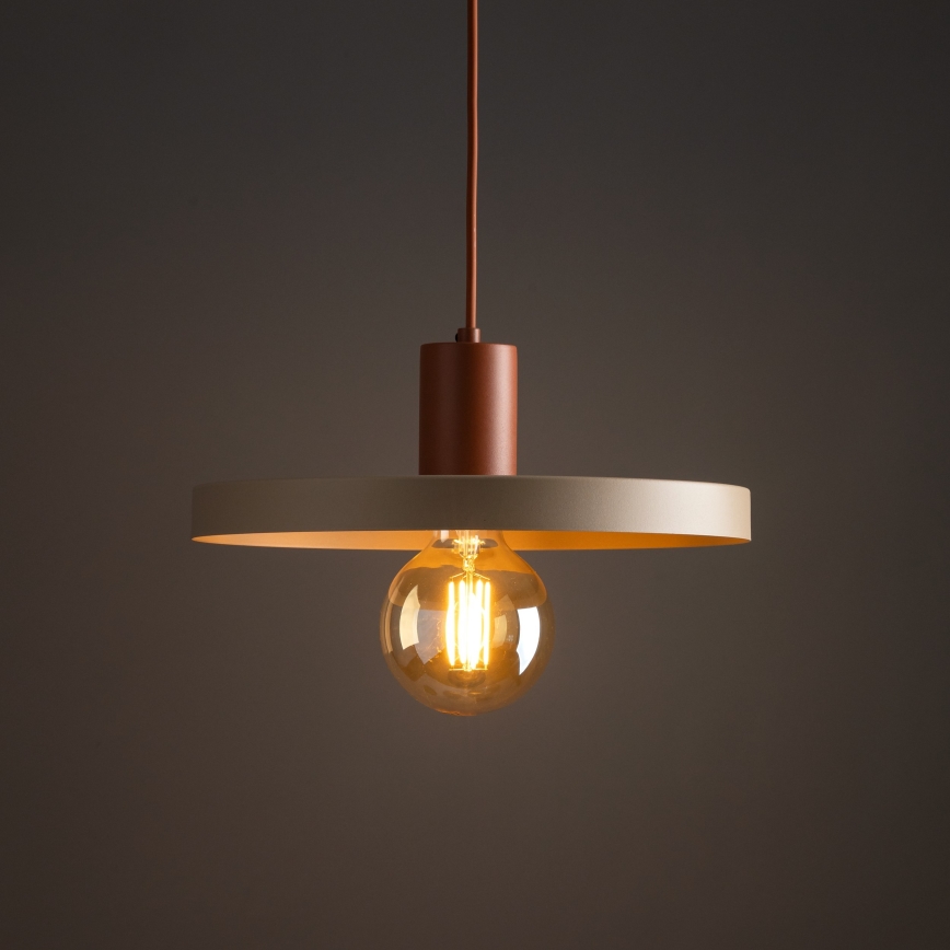 Hanglamp aan een koord SILA 1xE27/15W/230V diameter 40 cm beige/baksteen