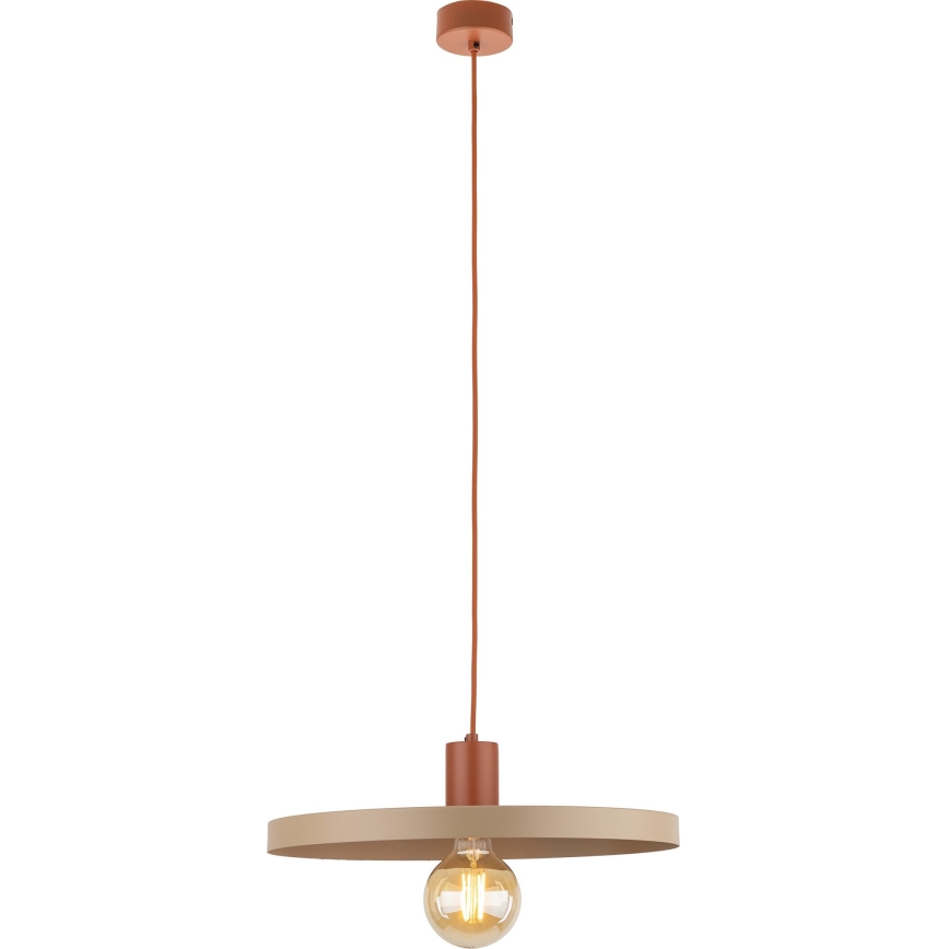 Hanglamp aan een koord SILA 1xE27/15W/230V diameter 40 cm beige/baksteen