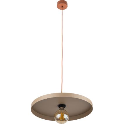 Hanglamp aan een koord SILA 1xE27/15W/230V diameter 40 cm beige/baksteen