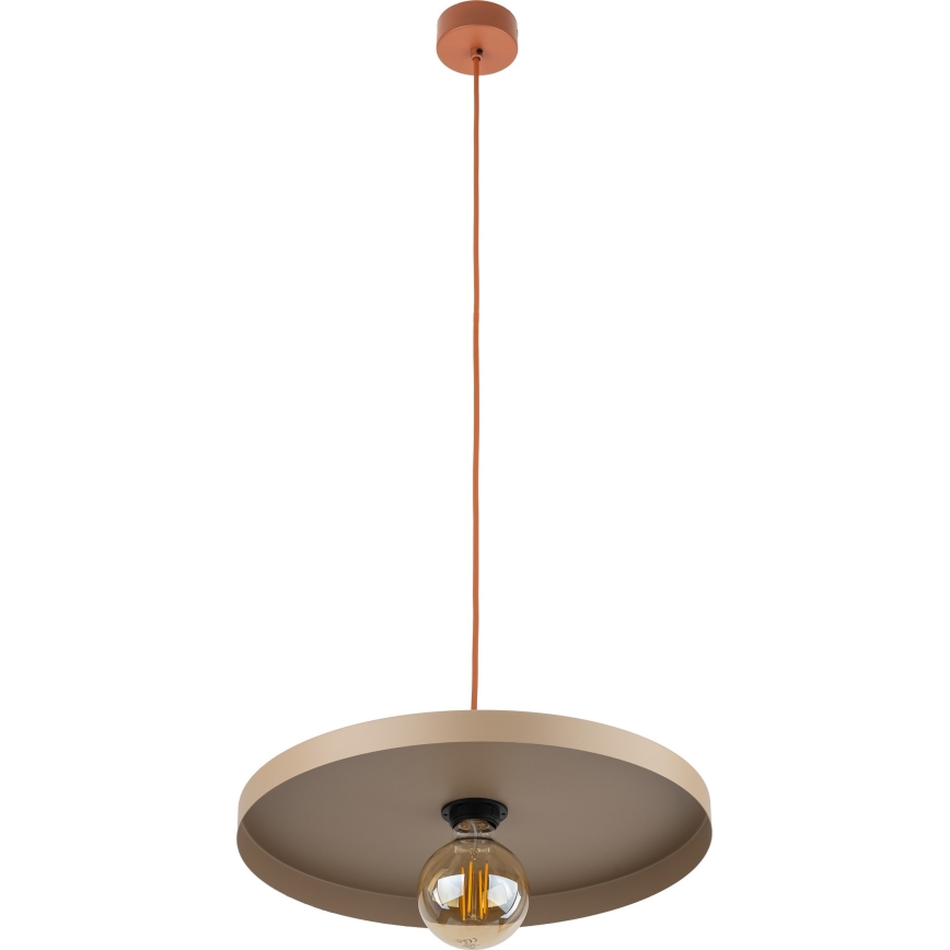 Hanglamp aan een koord SILA 1xE27/15W/230V diameter 40 cm beige/baksteen