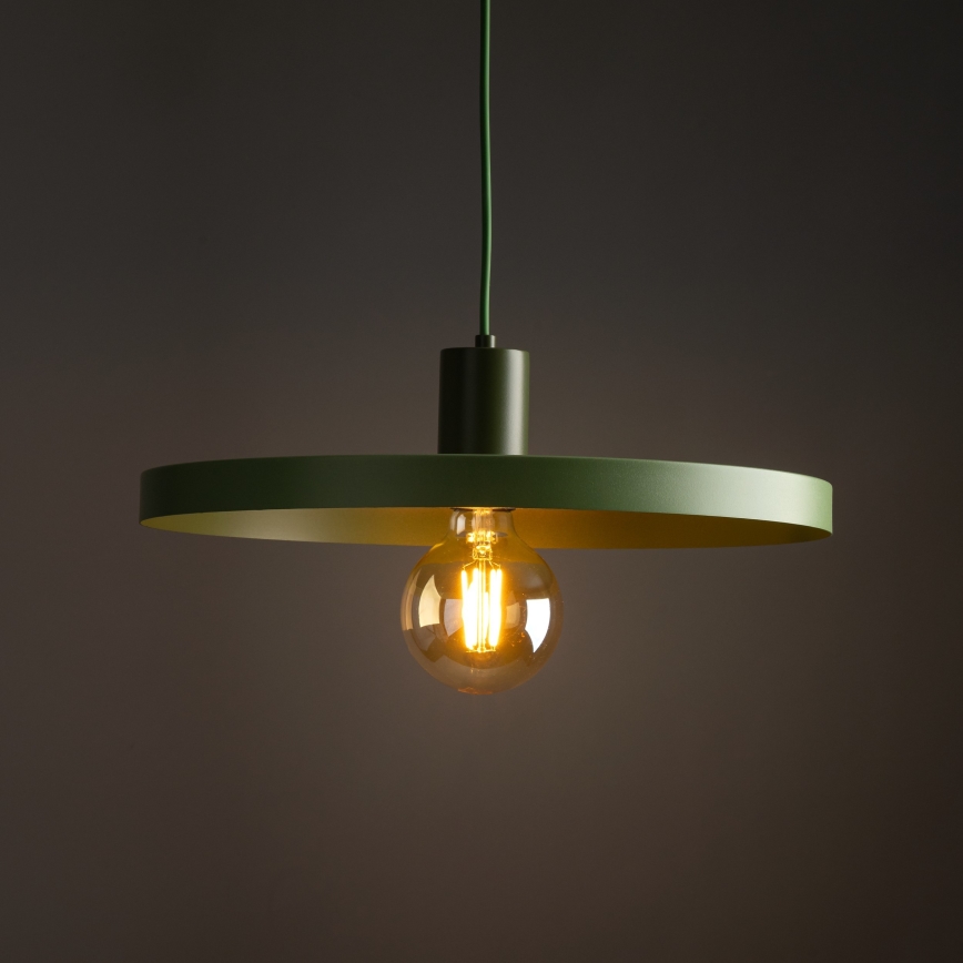 Hanglamp aan een koord SILA 1xE27/15W/230V diameter 40 cm groen
