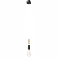 Hanglamp aan een koord SIMON 1xE27/60W/230V zwart/beuken - FSC gecertificeerd