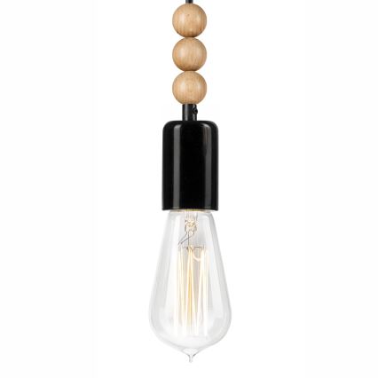 Hanglamp aan een koord SIMON 1xE27/60W/230V zwart/beuken