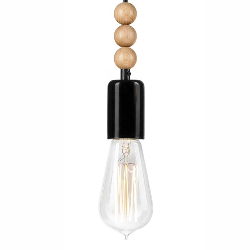 Hanglamp aan een koord SIMON 1xE27/60W/230V zwart/beuken