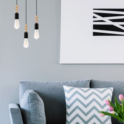 Hanglamp aan een koord SIMON 3xE27/60W/230V beuken