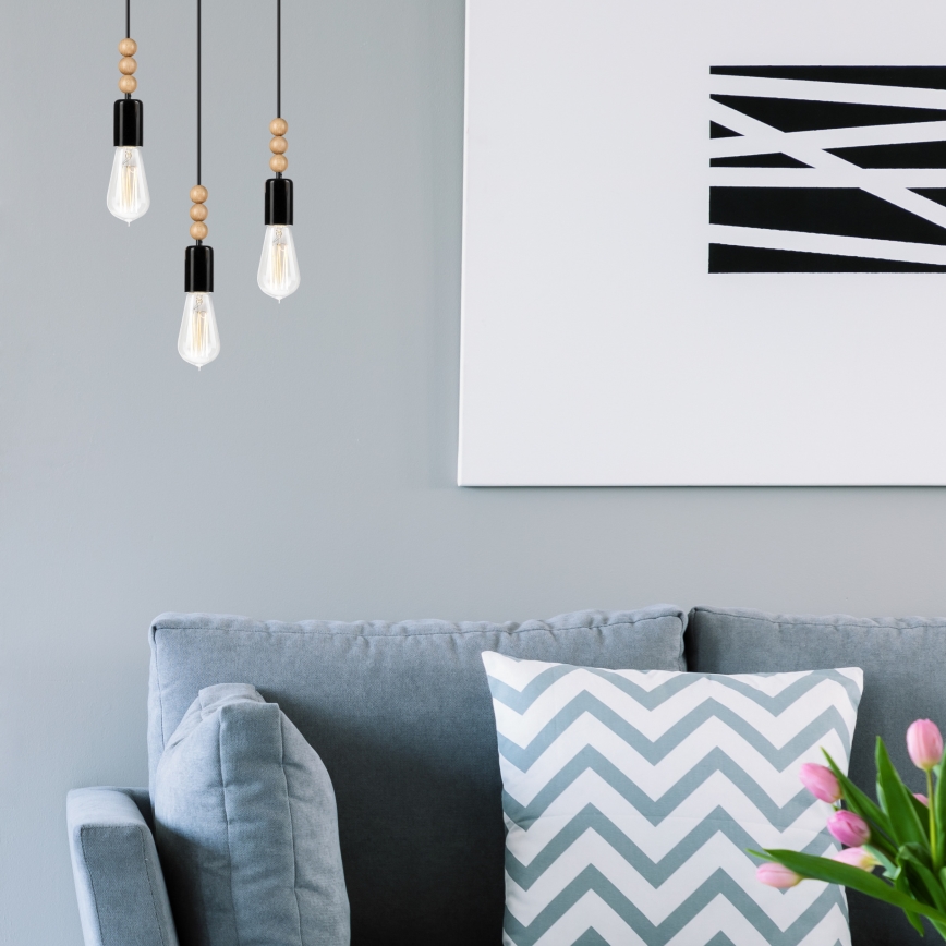 Hanglamp aan een koord SIMON 3xE27/60W/230V beuken