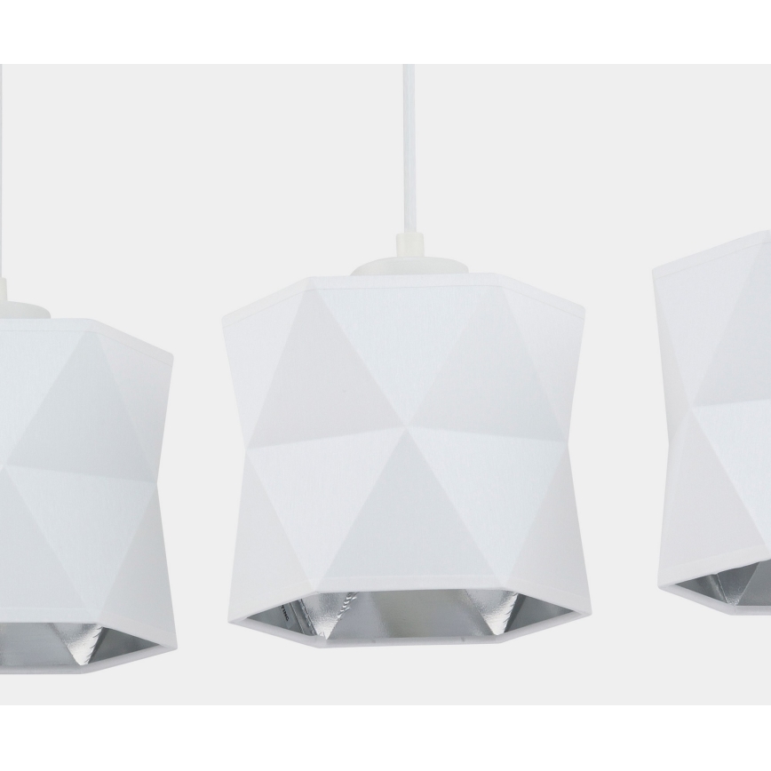 Hanglamp aan een koord SIRO 3xE27/15W/230V wit/zilver