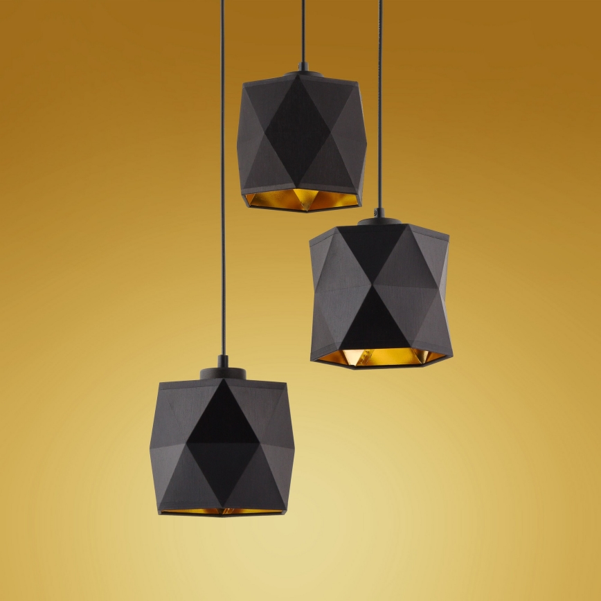 Hanglamp aan een koord SIRO 3xE27/15W/230V zwart/goud