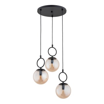 Hanglamp aan een koord SITRO 3xE14/10W/230V zwart/gerookt beige