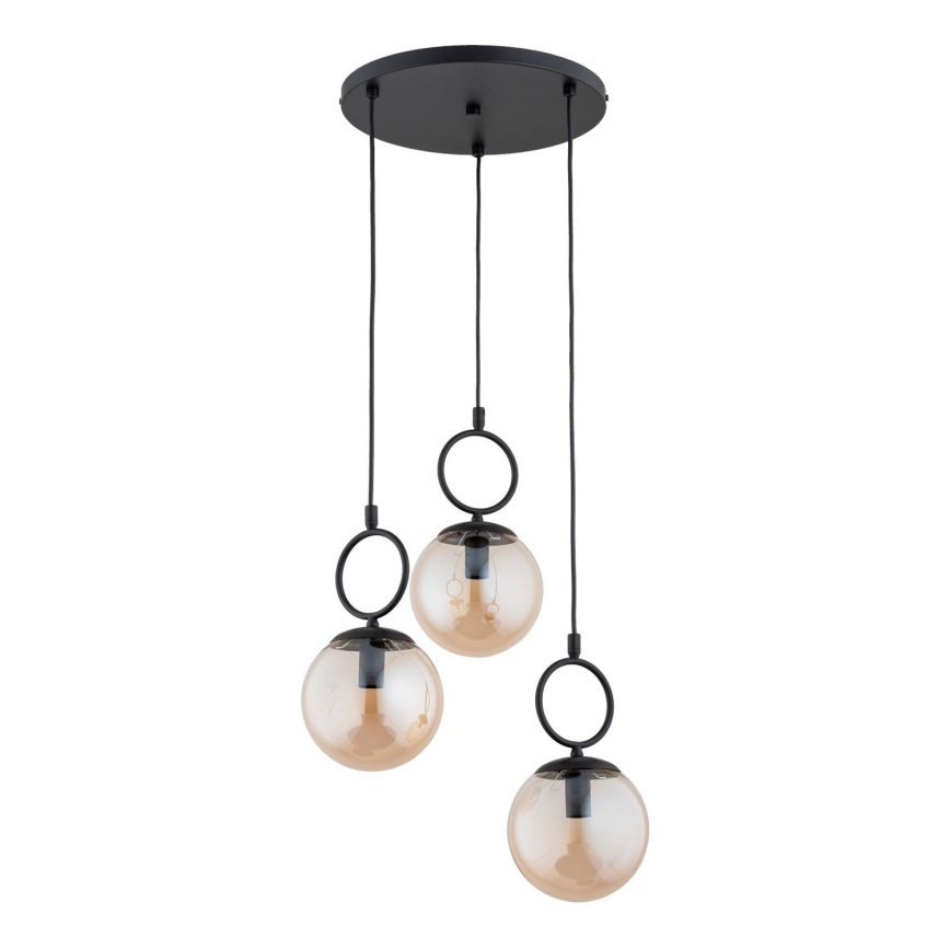 Hanglamp aan een koord SITRO 3xE14/10W/230V zwart/gerookt beige