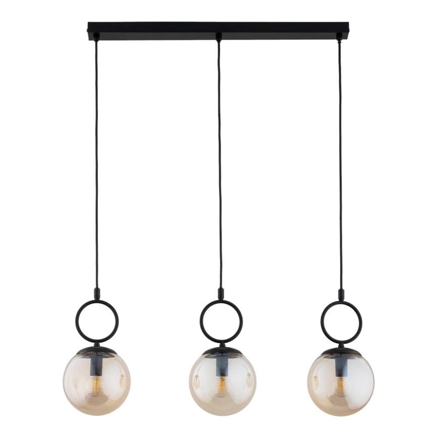 Hanglamp aan een koord SITRO 3xE14/10W/230V zwart/gerookt beige