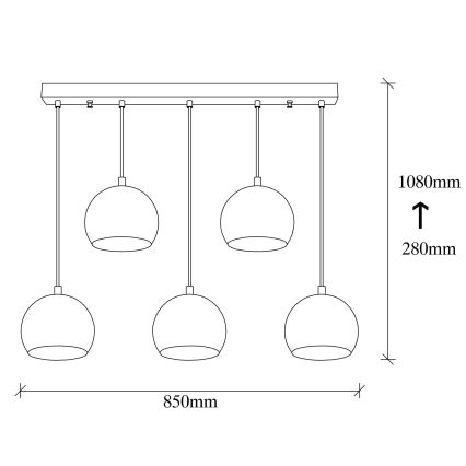 Hanglamp aan een koord SIVANI 5xE27/100W/230V