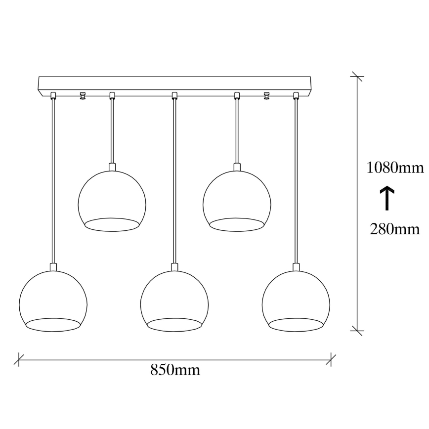 Hanglamp aan een koord SIVANI 5xE27/100W/230V