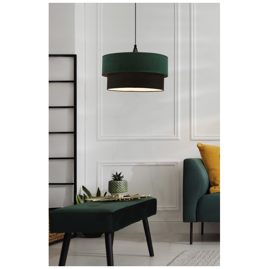 Hanglamp aan een koord SOLANTO 1xE27/60W/230V groen/zwart