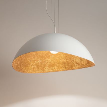 Hanglamp aan een koord SOLARIS 1xE27/60W/230V diameter 48 cm wit/koper