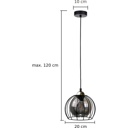Hanglamp aan een koord SOLO BLACK 1xE27/60W230V zwart/goud