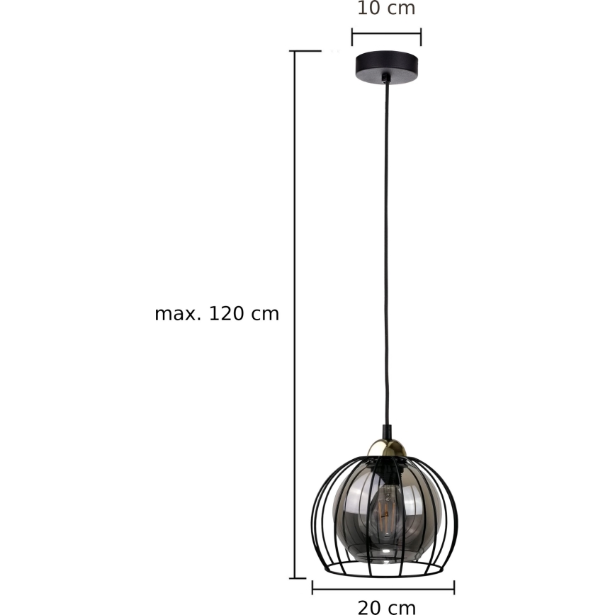 Hanglamp aan een koord SOLO BLACK 1xE27/60W230V zwart/goud