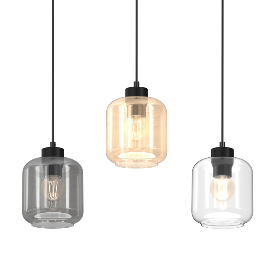 Hanglamp aan een koord SOMBRA 3xE27/60W/230V grijs/beige/transparant