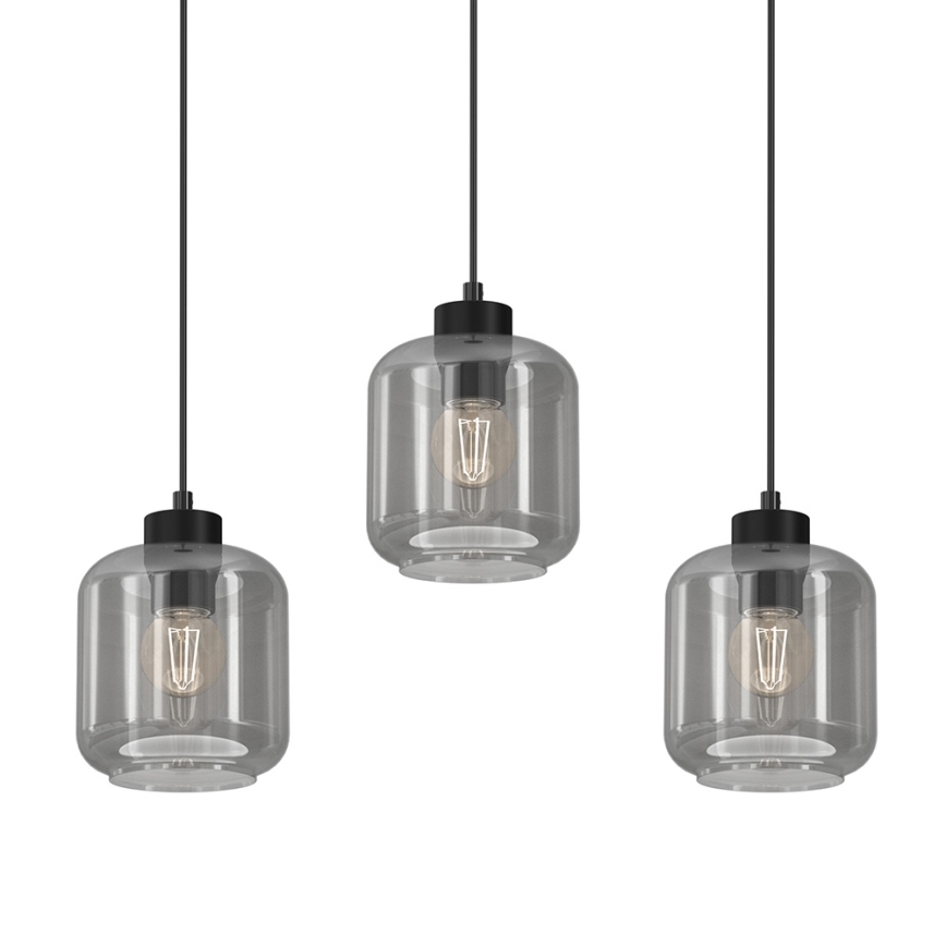 Hanglamp aan een koord SOMBRA 3xE27/60W/230V grijs