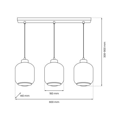 Hanglamp aan een koord SOMBRA 3xE27/60W/230V grijs