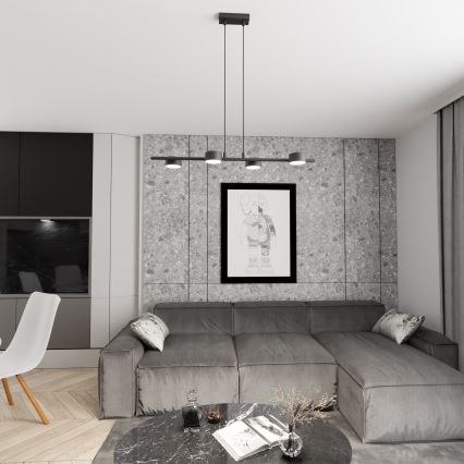 Hanglamp aan een koord SORA 4xGX53/12W/230V zwart
