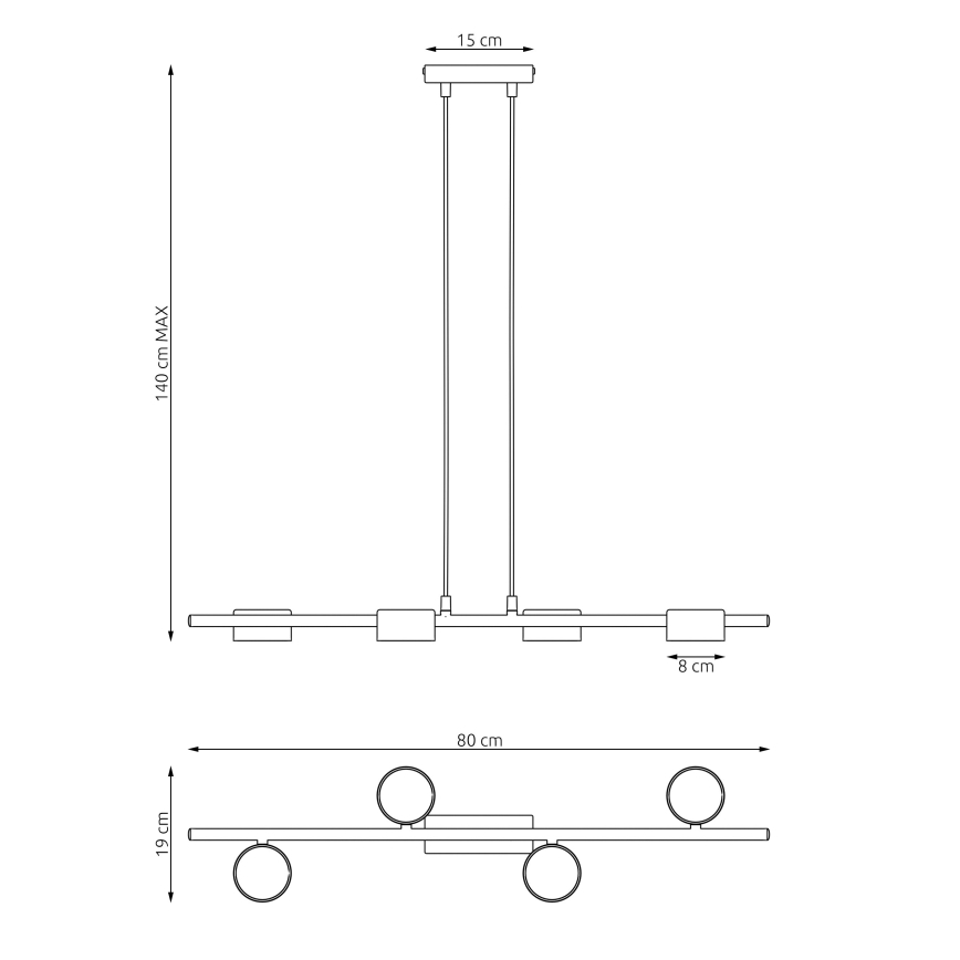 Hanglamp aan een koord SORA 4xGX53/12W/230V zwart