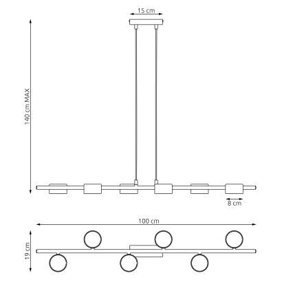 Hanglamp aan een koord SORA 6xGX53/12W/230V zwart