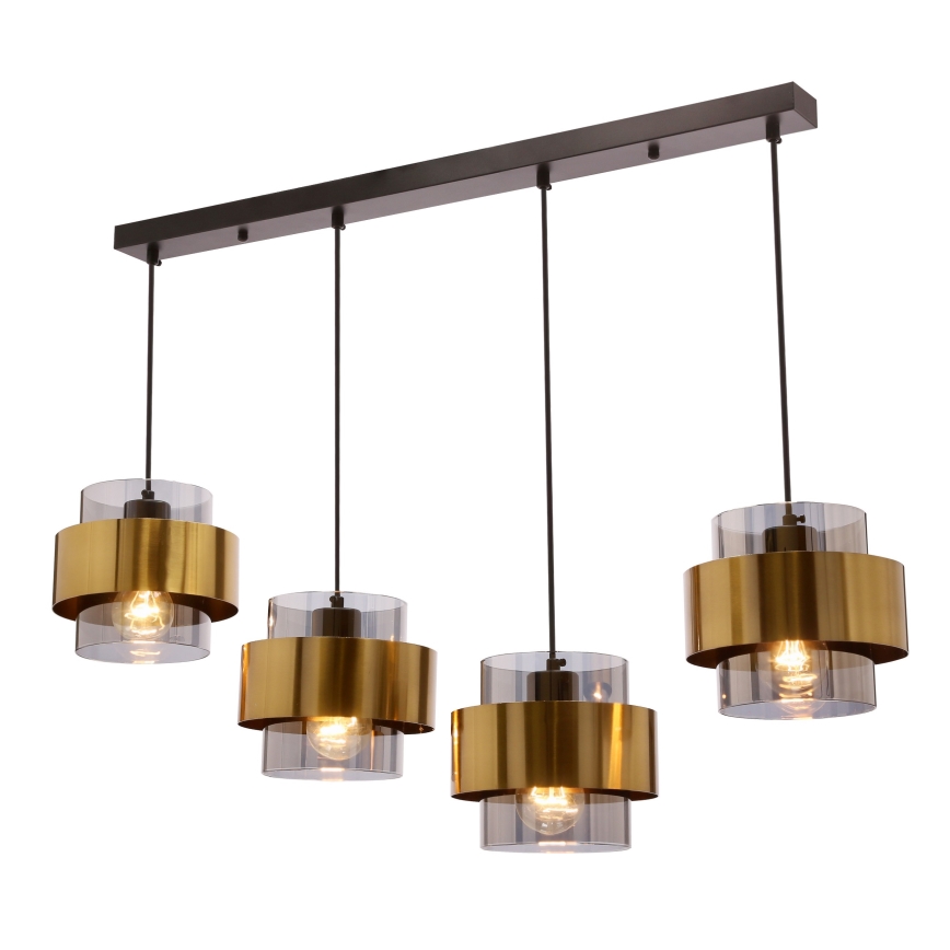 Hanglamp aan een koord SPIEGA 4xE27/60W/230V goud/zwart
