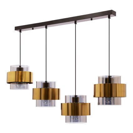 Hanglamp aan een koord SPIEGA 4xE27/60W/230V goud/zwart