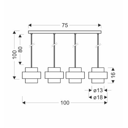 Hanglamp aan een koord SPIEGA 4xE27/60W/230V goud/zwart