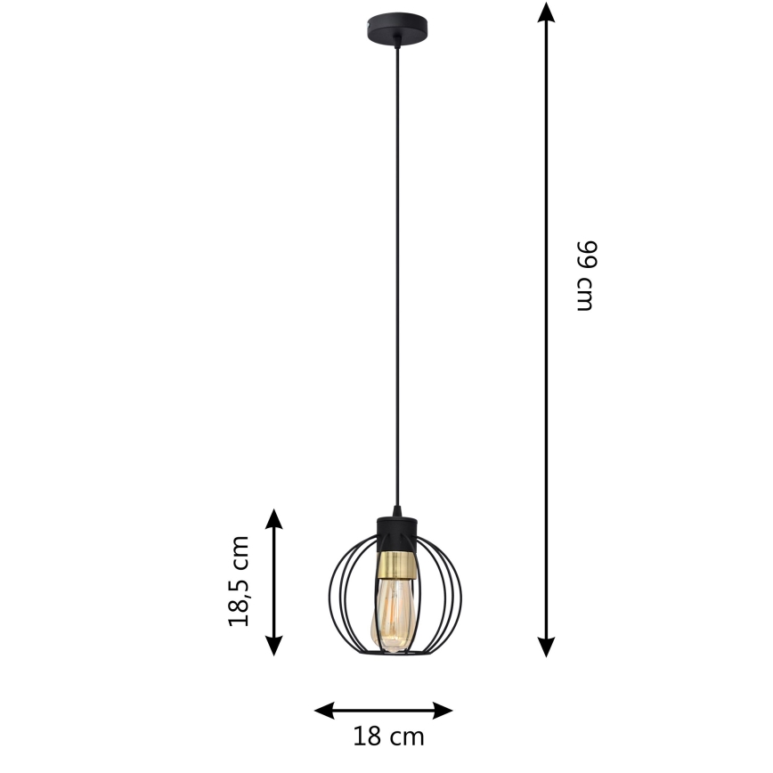 Hanglamp aan een koord STARLIGHT 1xE27/15W/230V zwart/goud