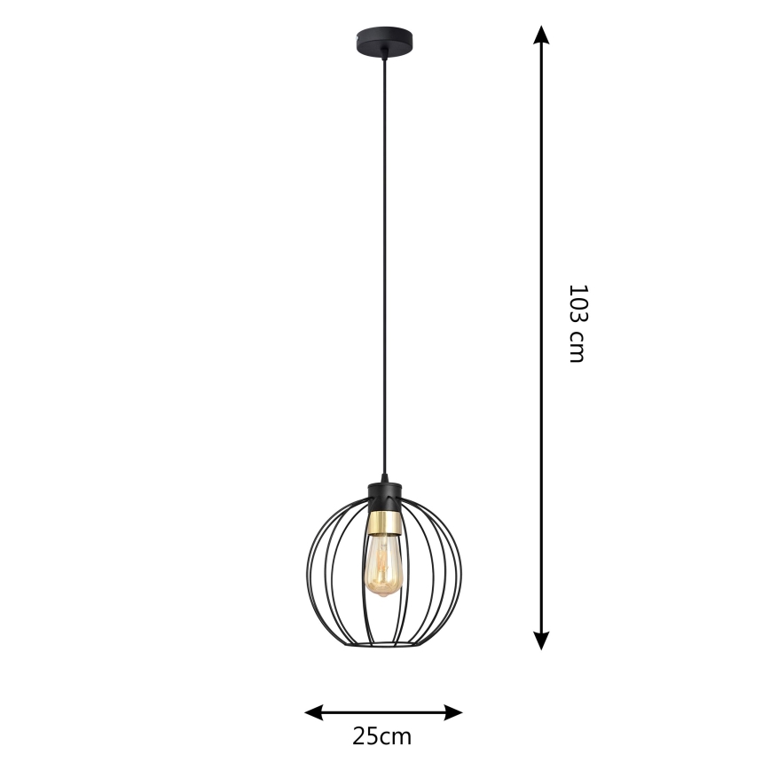 Hanglamp aan een koord STARLIGHT 1xE27/15W/230V zwart/goud