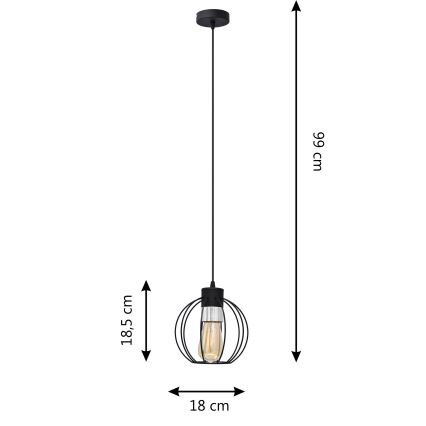 Hanglamp aan een koord STARLIGHT 1xE27/15W/230V zwart/zilver