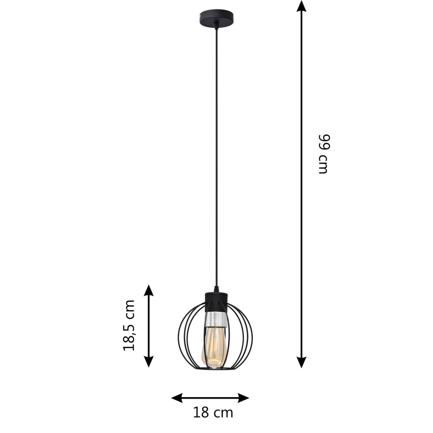 Hanglamp aan een koord STARLIGHT 1xE27/15W/230V zwart/zilver