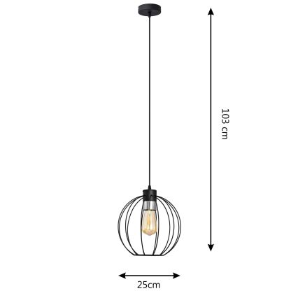 Hanglamp aan een koord STARLIGHT 1xE27/15W/230V zwart/zilver